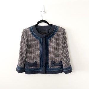 BCBGMaxAzria Woven Tweed Bow Blazer Size Medium